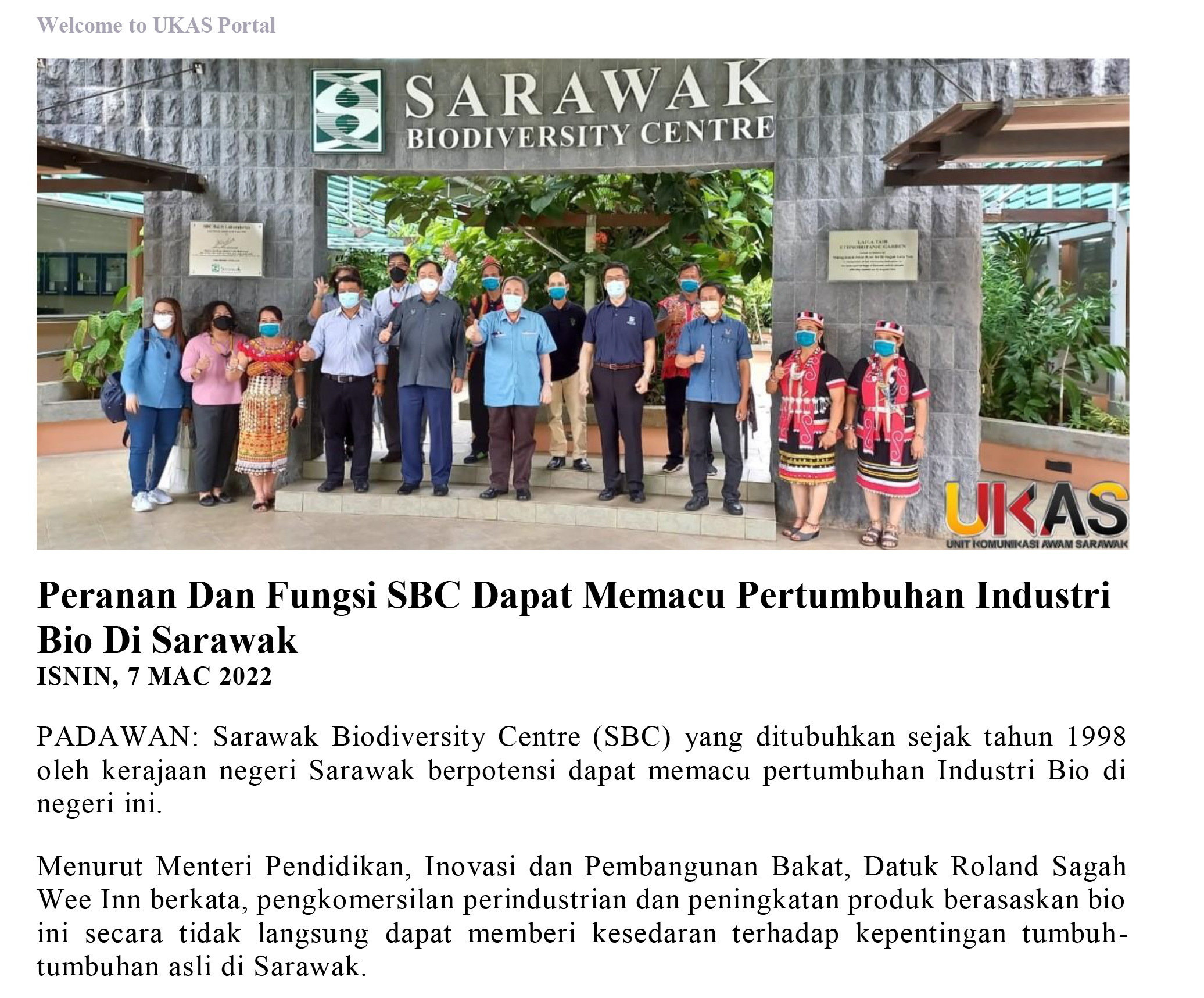Peranan Dan Fungsi SBC Dapat Memacu Pertumbuhan Industri Bio Di Sarawak