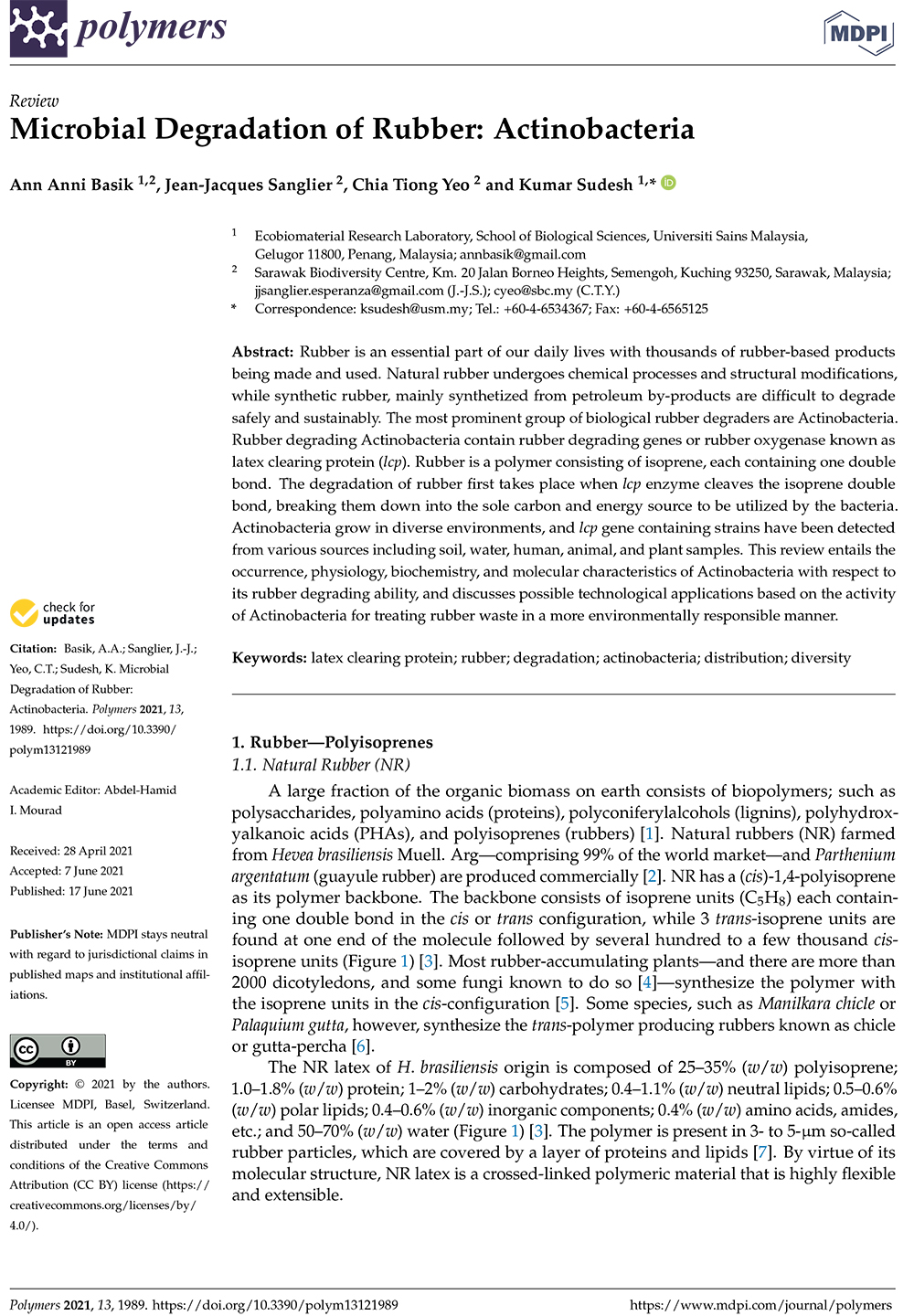 Microbial Degradation of Rubber: Actinobacteria