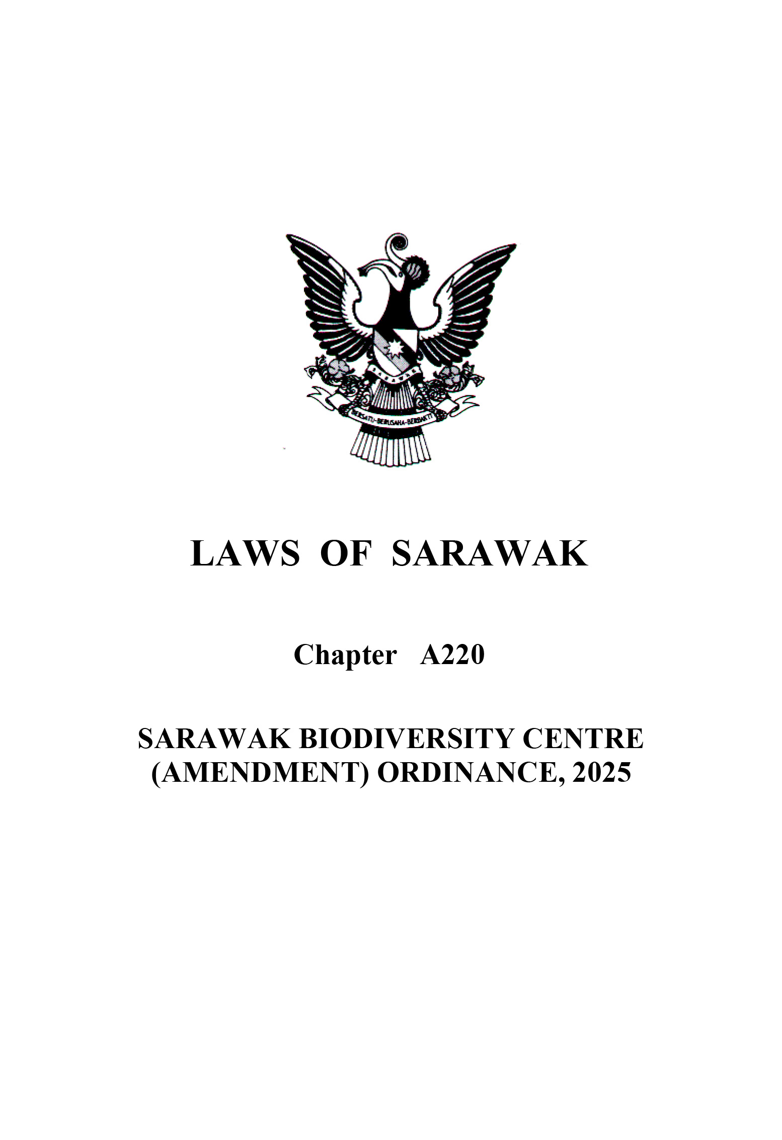Sarawak Biodiversity Centre (Amendment) Ordinance, 2025