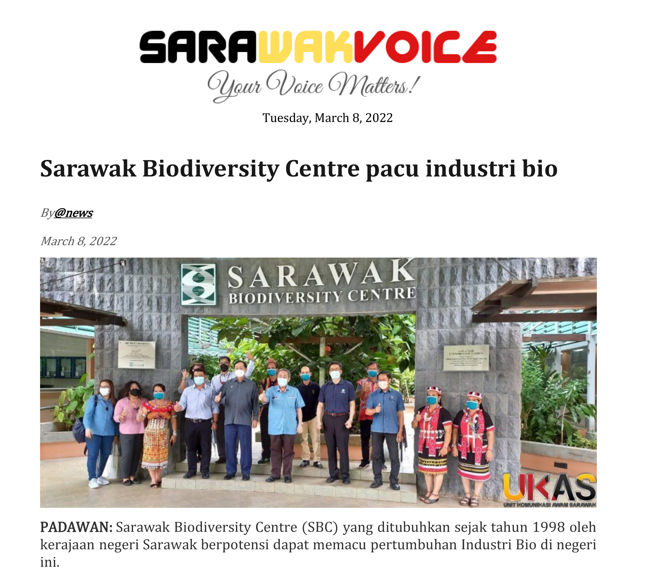 Sarawak Biodiversity Centre pacu industri bio