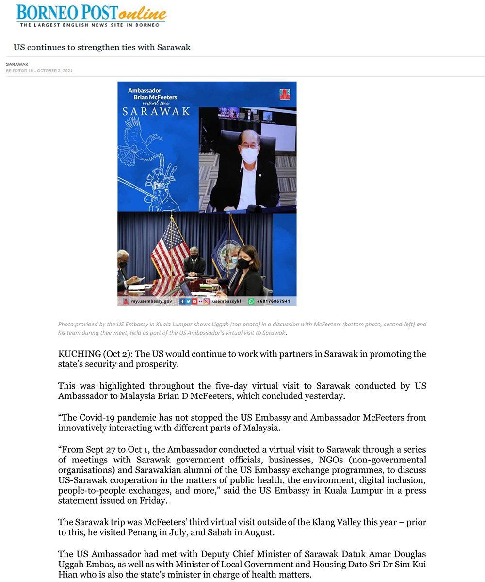 US continues to strengthen ties with Sarawak